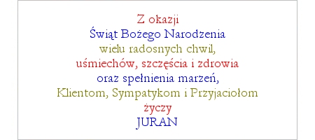 JURAN - Życzenia - Wesołych Świąt Bożego Narodzenia