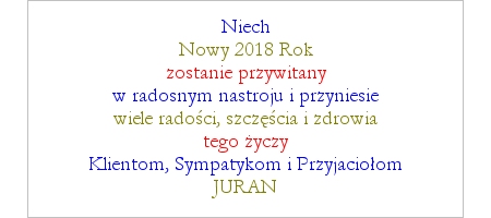 JURAN - Zyczenia - Szczęśliwego Nowego 2018 Roku